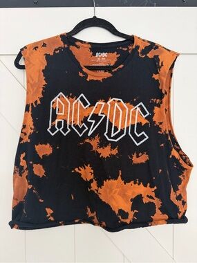 AC/DC Kids Black & Orange Tie-Dye Muscle Tank